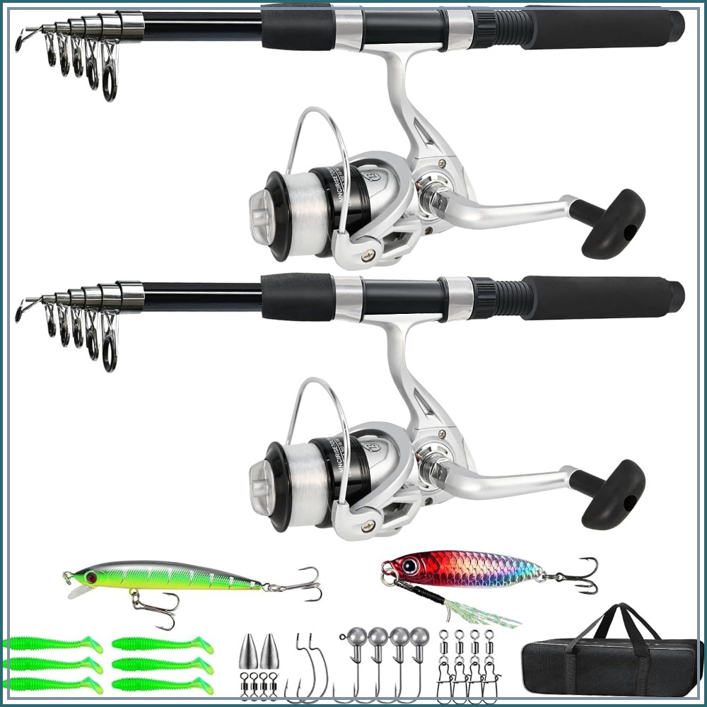 Fishing Pole Combo 6.9ft 2Pcs  - Reel Bag のレビューと価格