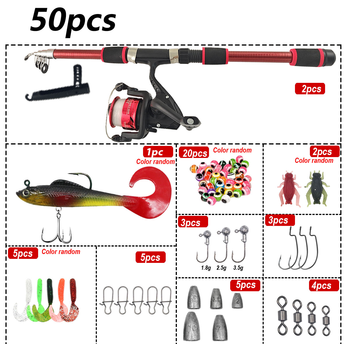 Portable Telescopic Fishing Ro - Spincast Reel のレビューと価格