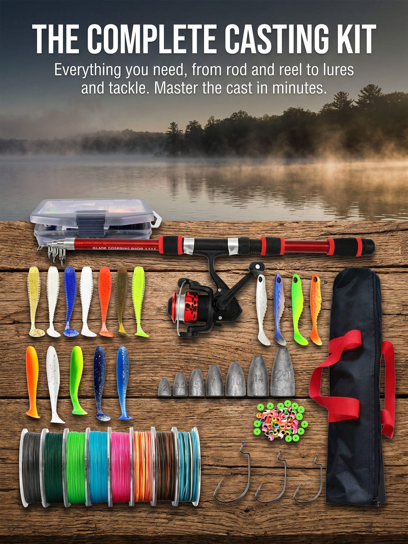 Fishing Rod Reel Combos Collap - Spincast Reel のレビューと価格